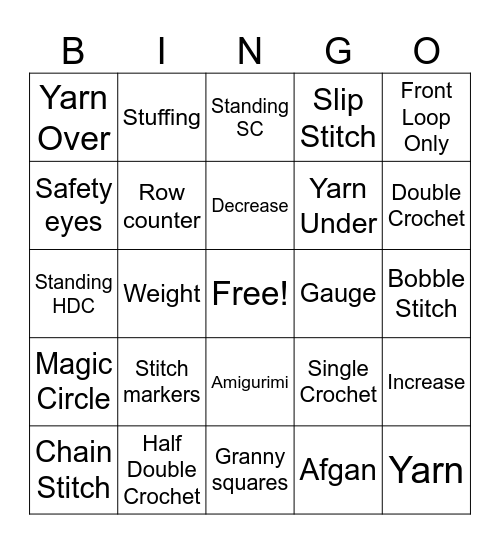 Crochet Bingo Card