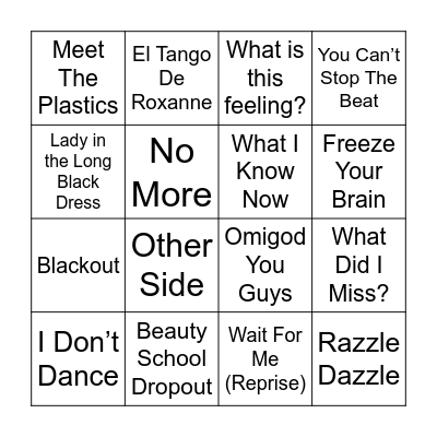 Musical Theatre Round Bingo Card