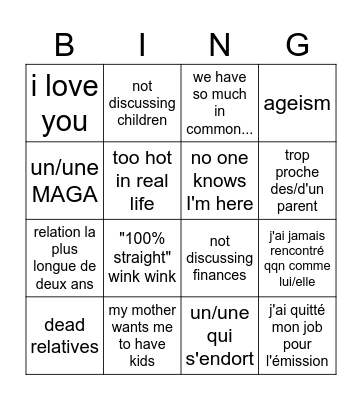Love is blind s8 ep1 Bingo Card