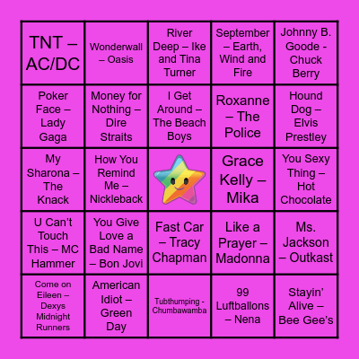 Musical Bingo Card