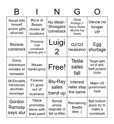 2025 Bingo Card