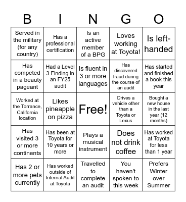Find someone who... Bingo Card