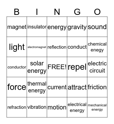 Physical Science 2 Bingo Card