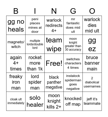 Untitled Bingo Card