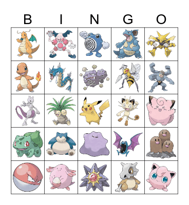 Pokemon Bingo! Bingo Card