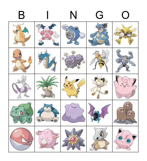 Pokemon Bingo! Bingo Card