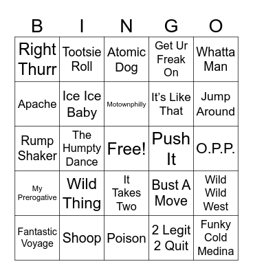 HIP-HOP Bingo Card