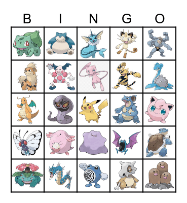 Pokemon Bingo! Bingo Card