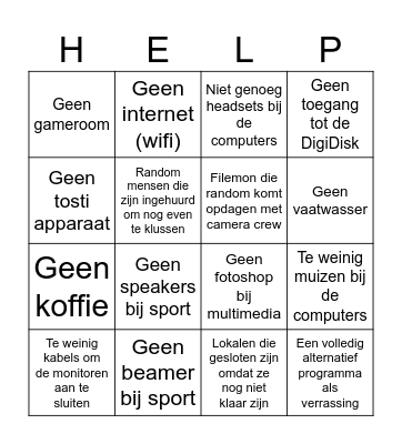 Problemen op dag 1 Bingo Card