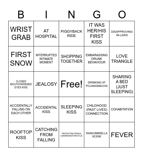 KDRAMA ROMANCE ULT BINGO 1 Bingo Card