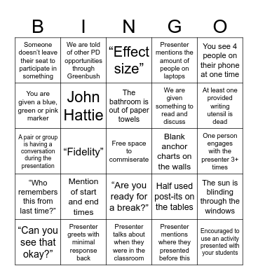 Feb. 17th PD Bingo Card