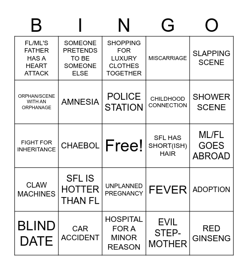 KOREAN MELODRAMA ULT BINGO 2 Bingo Card