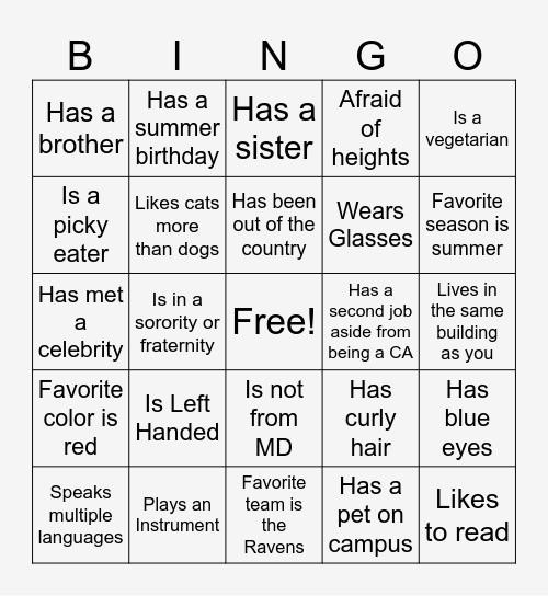 Desk 1 Get to Know Me Bingo! Bingo Card