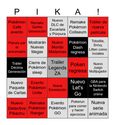 POKEMON DIRECT Bingo Card