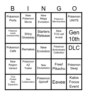 Pokemon Day 2025 Bingo Card