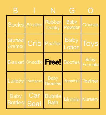 Baby Shower Bingo Card