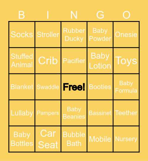 Baby Shower Bingo Card