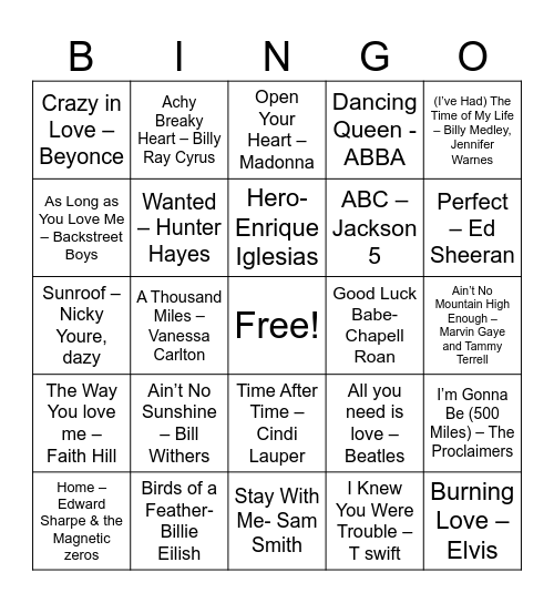 Valentine's Day - MODERN Bingo Card
