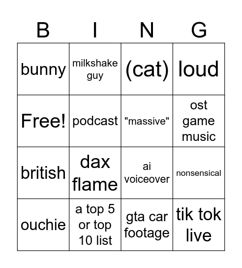 Tik TOk bingo card Bingo Card