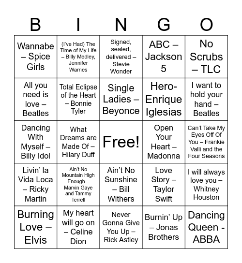 Valentine's Day - RETRO Bingo Card