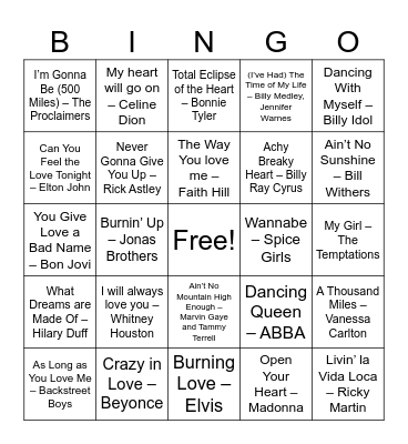Valentine's Day - RETRO Bingo Card