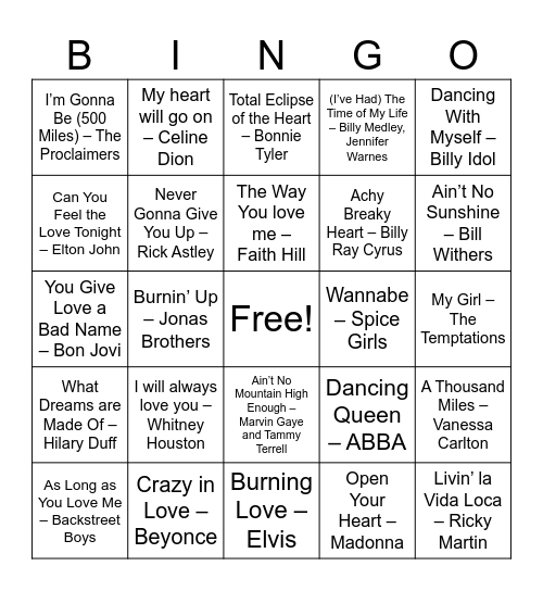Valentine's Day - RETRO Bingo Card