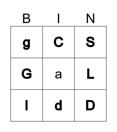 Letter Bingo Card