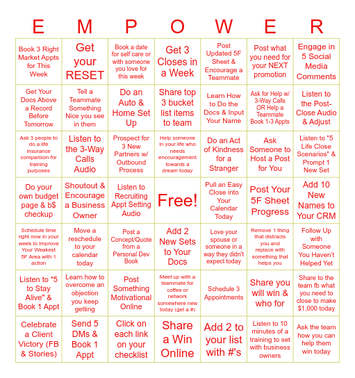 EMPOWER WINS SAN DIEGO Bingo Card