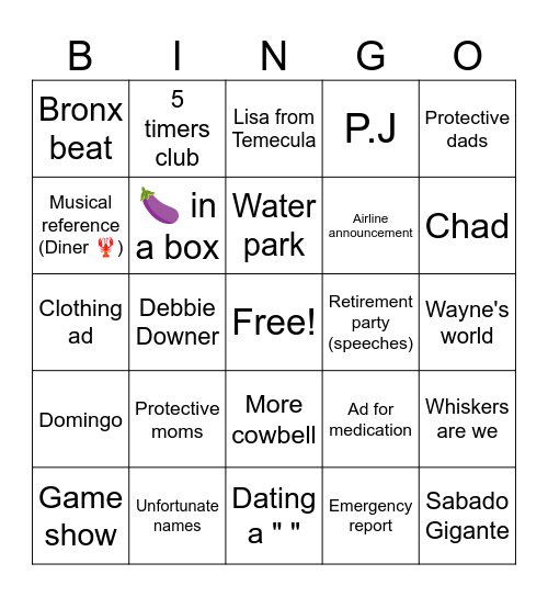 SNL Bingo Card