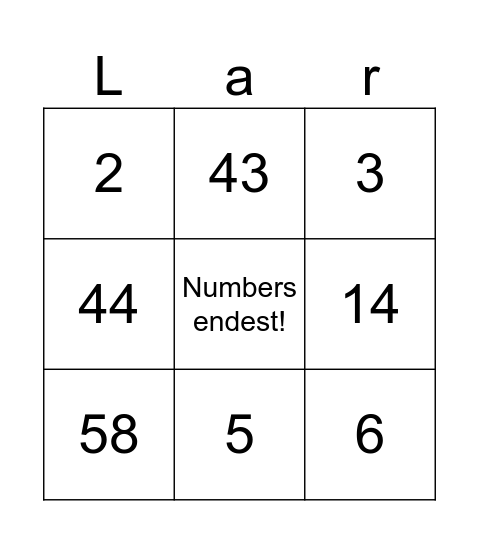 numbers Bingo 0-10. Bingo Card