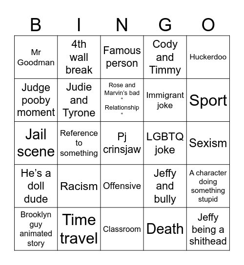 SML bingo Card
