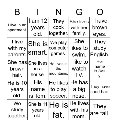 All About You and Your Friends Bingo Card