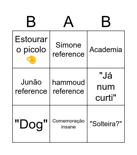 BABUNGAS Bingo Card