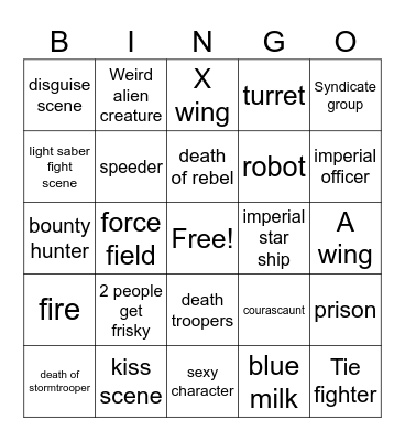 Star Wars Bingo Card