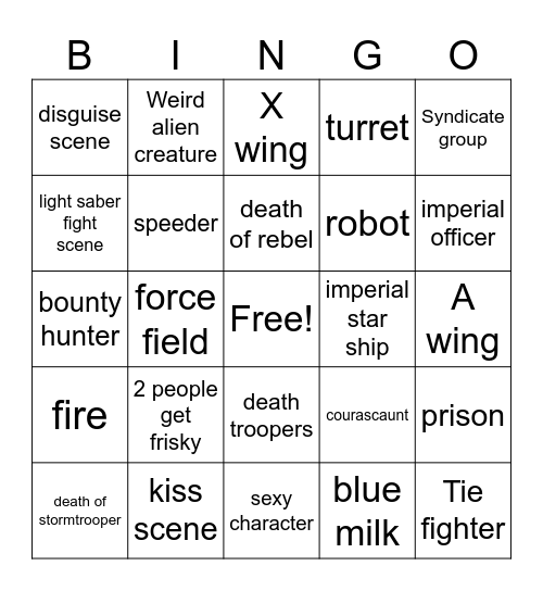 Star Wars Bingo Card