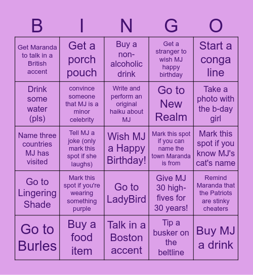 Maranda's Birthday Bingo! Bingo Card
