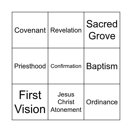 My Gospel Words Bingo Card