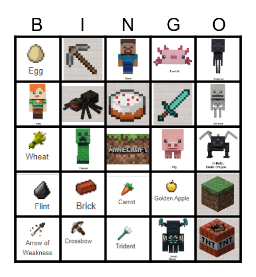 Minecraft Bingo Card