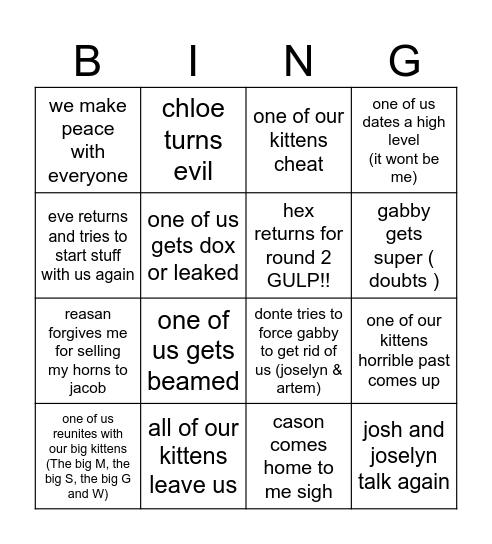 Kitten bingo!!! Bingo Card