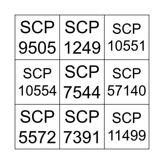 SITE-05 REALITY BINGO Card