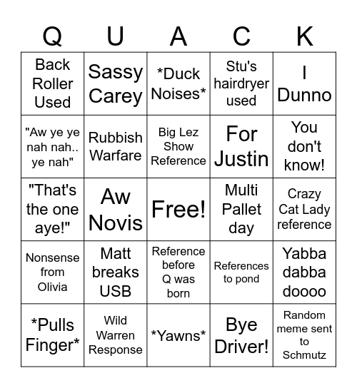 Workshop Bingo Card