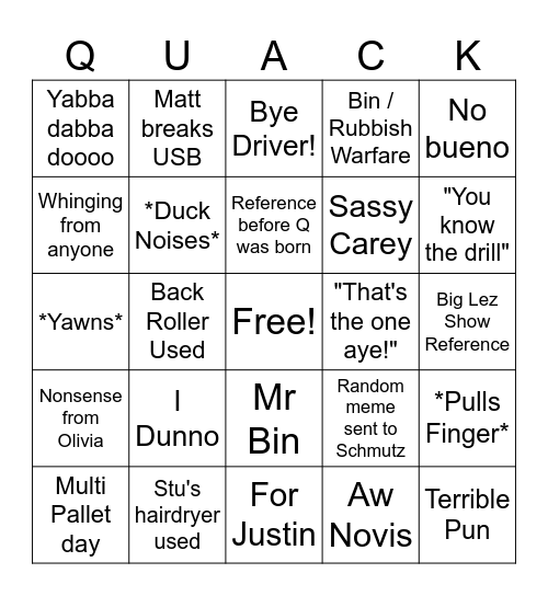 Workshop Bingo Card