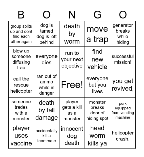 Nuclear Nightmare Bongo Bingo Card