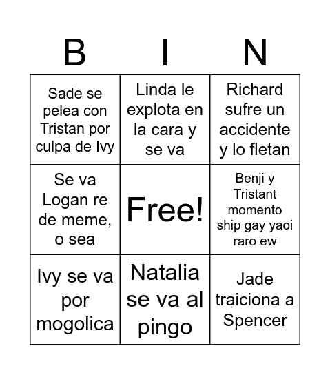 Campamento desventura: Cap 7 Bingo Card