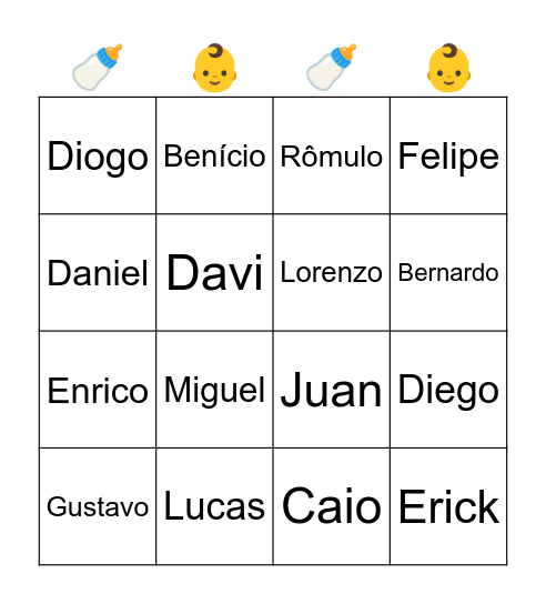 👶 Baby Bingo 🍼 Bingo Card