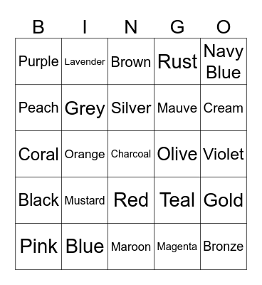 Color Bingo Card