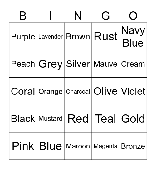 Color Bingo Card