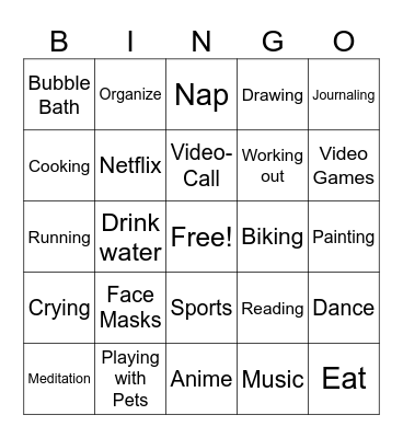 SHUFFLE Bingo Card
