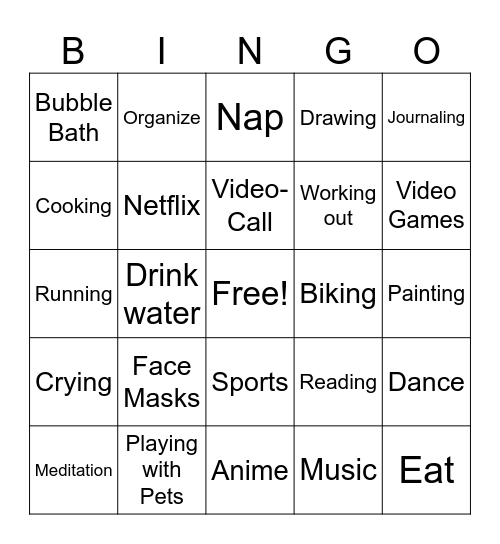SHUFFLE Bingo Card