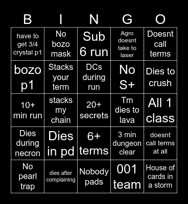 f7 bingo Card